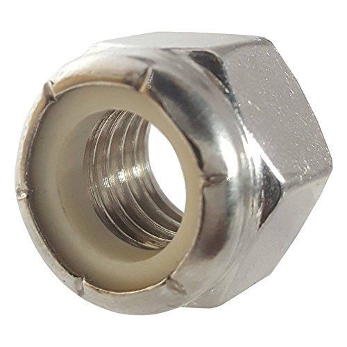 Fastenere 3/8-16 Nylon Insert Hex Lock Nuts, Stainless Steel 18-8, Plain Finish,