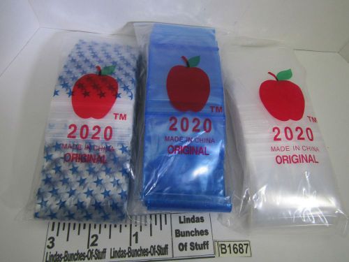 3 bags of 100 2m plastic zip seal 1 blue stars 1 clear 1 blue b1687 for sale