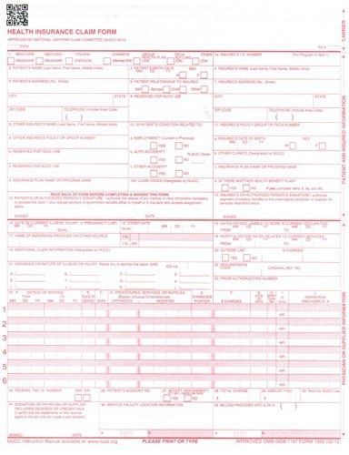 New CMS 1500 Health Insurance Claim Forms, HCFA Approved Version (02/12) - Ream