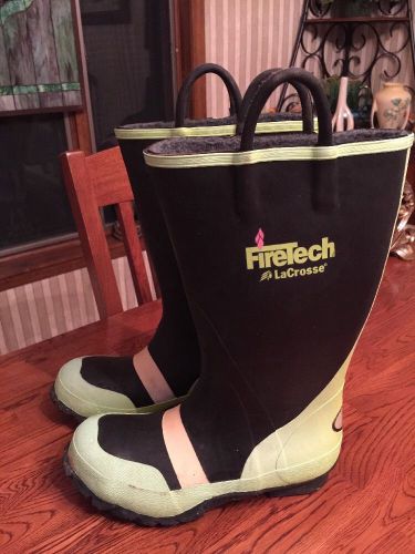 FireTech Rubber LaCrosse  Fire boots Sz 8.5 Black / Green Used