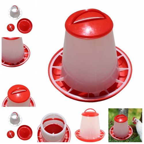 1.5kg red plastic feeder chicken hen poultry drinker waterer lid handle fj for sale