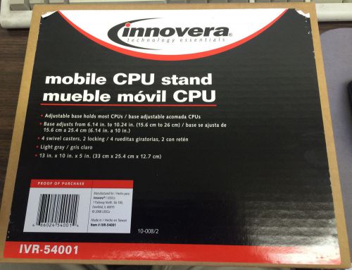 Innovera Mobile CPU Stand 8-3/4w x 10d x 5h Light Gray High Impact Plastic