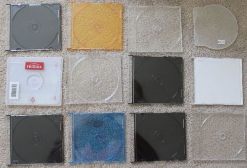 lot 12 Slim Blank Cases Holder Jewel DVD Case Color Cover + 2 blank writable CD
