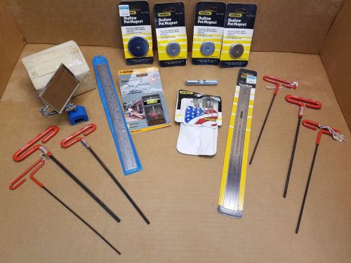 Lot of ss rules, magnetic base inspection mirror, pocket protector tool/marking for sale