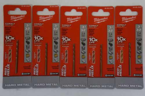 5 pack of milwaukee 48-89-2303 3/32 in. cobalt thunderbolt drill bit for sale