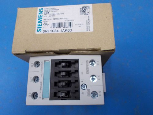 Siemens Contactor, 32 Amp, 110/120V, 3 Pole, 3RT1034-1AK60