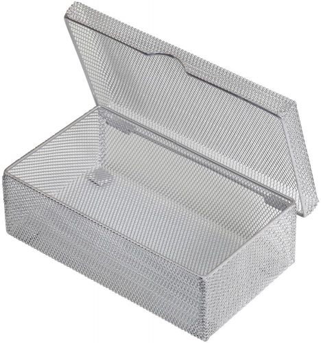 Ybm home silver hinged mesh pencil storage box office desktop organizer 2307 for sale