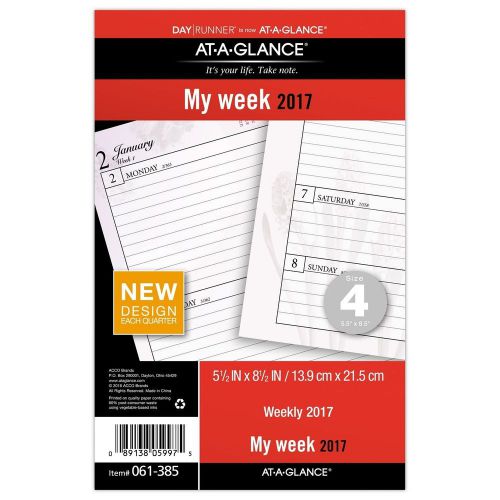 Day runner weekly planner refill 2017 5-1/2 x 8-1/2-inch size 4 nature (061-3... for sale