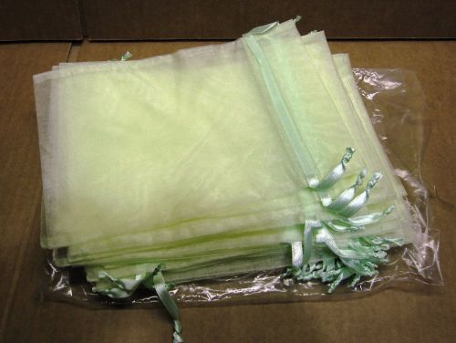Organza Sheer Bags - Green 6&#034;x 9&#034; Drawstring - 30pcs