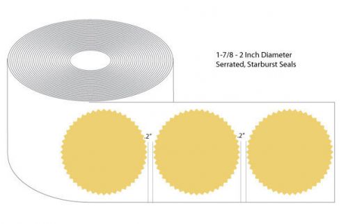 500 Serrated Starburst Gold Foil Notary Reward Seal Labels 2&#034; Emboss / Print