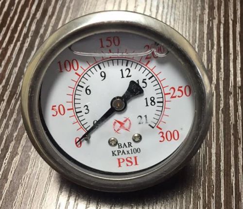 Liquid Filled 2.5&#034; Face 300 PSI Air Pressure Gauge Center Back Mount