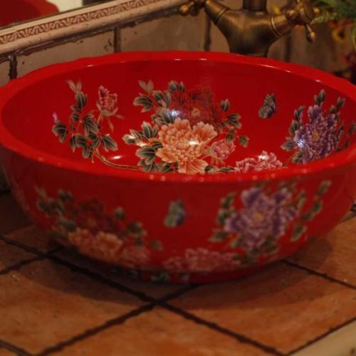 A180 European Style Hand Made D 40 - 42cm Bathroom Ceramic Art Sink/Wash Basin