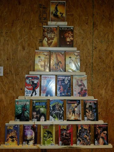 Comic book display set of 6.  holds 21 comic books. shelf lot. marvel. dc. new for sale
