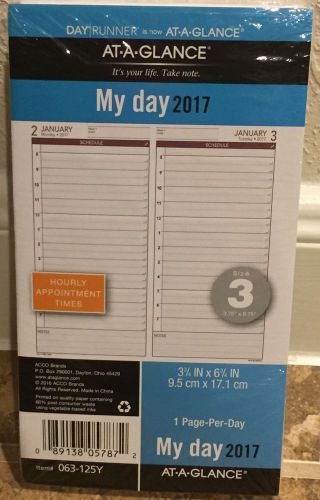 At-A-Glance My Day 2017 Planner Refill 1 Page Per Day Size 3 Daily White Planner
