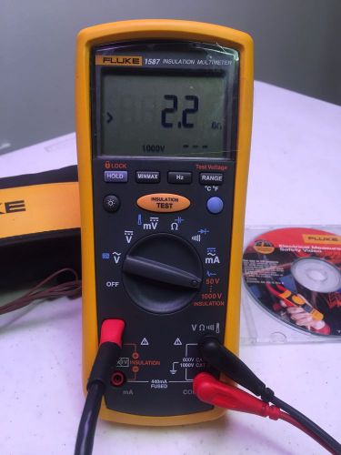 Fluke 1587 insulation multimeter kit + hard shell case + fluke deluxe lead set for sale