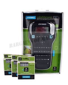 Dymo labelmanager 160 label maker with (3) extra 1/2&#034;x23&#039; white/clear cassettes for sale