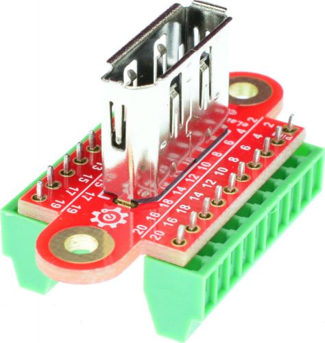 Displayport Female connector Breakout Board, adapter, elabguy DP-F-BO-V1AV, VGA