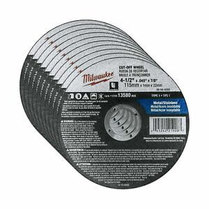 Milwaukee 10 Pack - 4 1 2 Cutting Wheels For Grinders - Aggressive Cutting Fo...