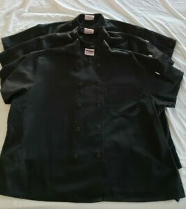 Lot of three (3) Uncommon threads chef coat 3xl xxxl black short sleeve