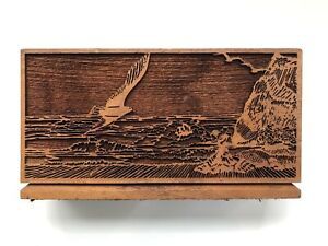 Lasercraft Walnut Business Card Holder Beach Seagull Laser Engraved Wood