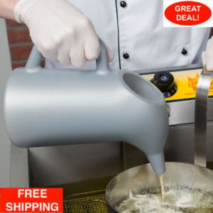Gray Round Durable Plastic Funnel Cake Batter Pouring Dispenser Pitcher 64 oz.