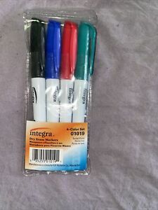 Integra Bullet Tip Dry-erase Whiteboard Marker Set New 4 Pack