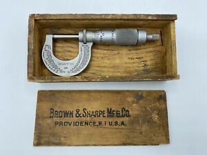 Vintage Brown &amp; Sharpe MFG Co. USA Micrometer #13 Original Wood Box VG/EX