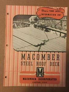 MACOMBER INC Steel Roof Deck Catalog Literature 1949