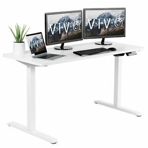 VIVO Electric 60” x 24” Stand Up Desk | White Table Top, White Frame