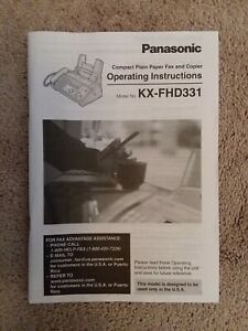 Panasonic KX-FHD331 Plain Paper Fax Copier ~ Operating Instructions Only