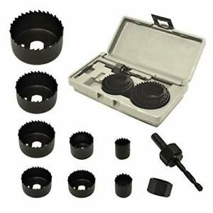 ryker hardware 10-Piece Hole Saw Kit for Wood - Durable Carbon Steel Power Dr...