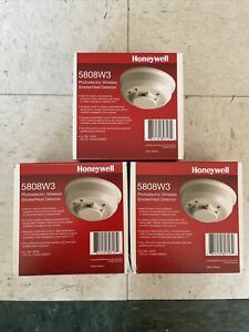 Honeywell 5808W3 photoelectric wireless smoke/heat detector Lot Of 3