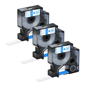 3PK Blue on Clear Fits DYMO D1 45011 LabelWriter 450 400 DUO Label Tape 1/2in