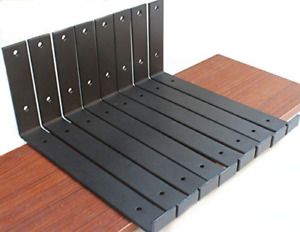 8 Pack - Frosted Black 11.25&#034;L x 6&#034;H x 1.5&#034;W J Lip Shelf Bracket Rustic Iron
