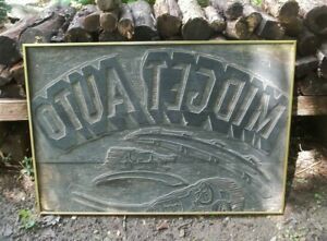 RARE Vintage RACE CAR -1940's MIDGET POSTER SIZE WOOD Printers Block