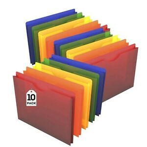 1InTheOffice File Folders Expandable Plastic, File Pockets, Moisture Resistan...