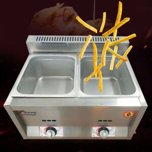 12L Commercial Countertop Natural gas/Propane Gas Fryer Gas Deep Fryer 2 Well