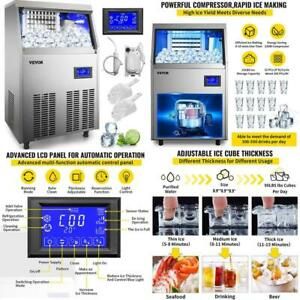 Vevor 110V Commercial Ice Maker 80-90Lbs/24H, 33Lbs Storage Bin, Clear Cube, Adv