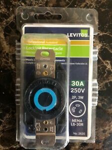 Leviton -30 Amp 250-Volt Flush Mounting Grounding Locking Outlet, Black