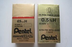 24 Tubes Pentel 0.5mm H Leads 2 Boxes 1 Dozen Per Box Not Sealed Pencil Refills