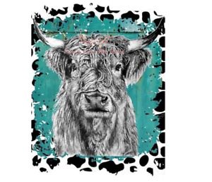 Cow Teal Sublimation Transfer Ready to Press