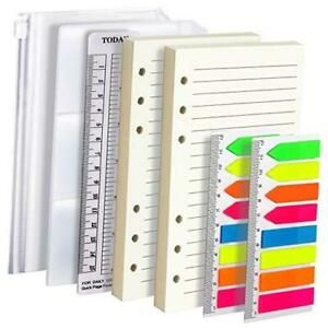 2 Pack A6 Refill Paper, 80 Sheets/Pack, 2Pcs Binder Pockets A6 Size 6 Holes, 2
