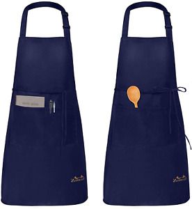 Navy Womens Mens Aprons with Pockets Durable Restaurant Aprons for Chefs Pocket