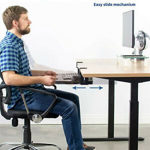 Ergonomic Large Keyboard Tray Under Desk Clamp On Pull Out Drawer w/ Wrist Rest