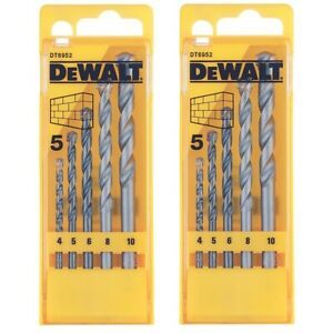 DeWALT 5 Piece Masonry Drill Bit Set TWIN PACK DT6952 4-10mm Brick Block Stone