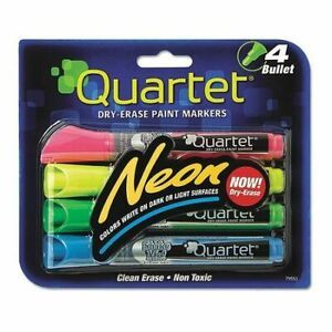 QUARTET 79551-US Neon Dry Erase Marker Set,Assorted,PK4