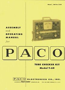 Paco T60 T-60 Tube Tester Kit Instruction Manual CD