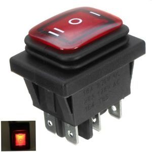 3 Position 6 Pin Waterproof Rocker Switch LED Light DSDT On/Off/On Car Boat