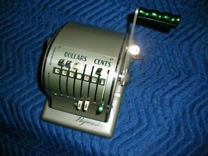 VINTAGE ORIGINAL GREEN PAYMASTER S-600 S600 CHECK WRITER EMBOSSER PRINTER W/ KEY