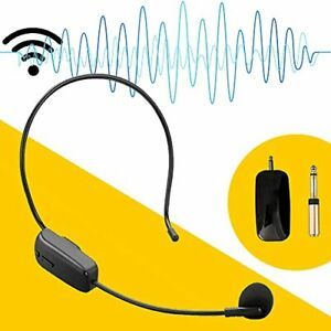Wireless Microphone Headset, Voice Amplifier, UHF System, Bluetooth Mic Black